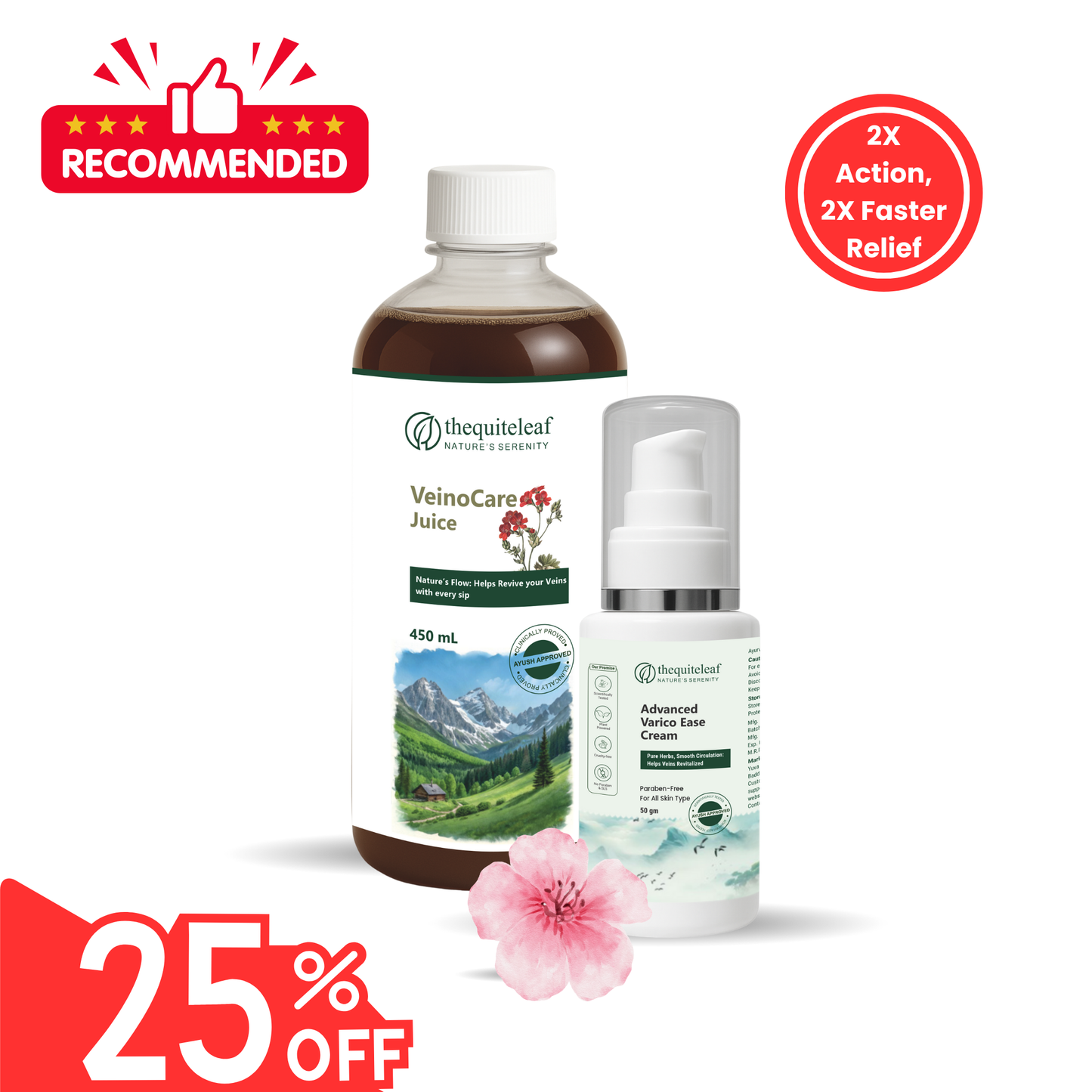 Ayurvedic wellness combo - herbal juice and botanical cream bundle