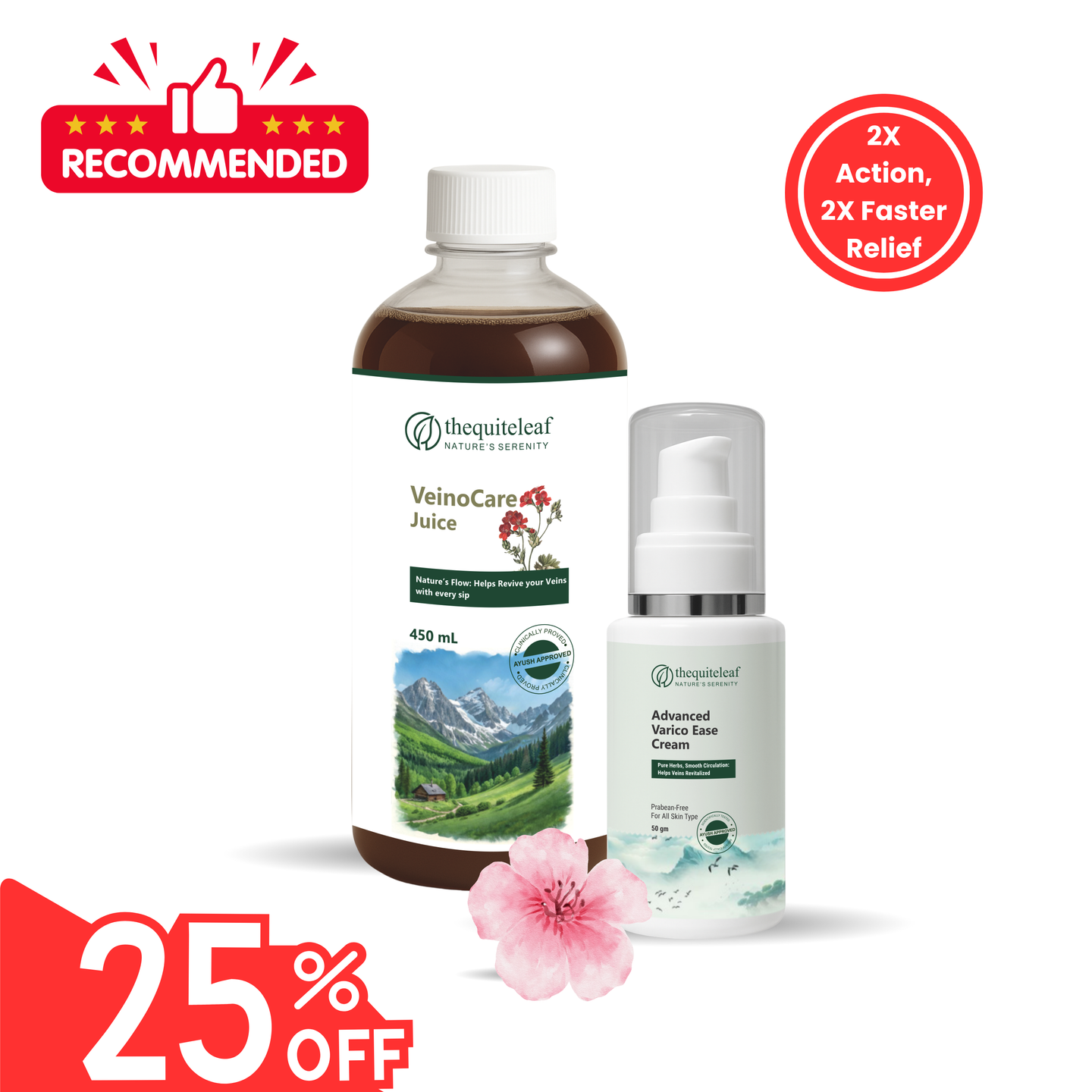 Varicose vein combo - Veino Care juice and Varico Ease cream together