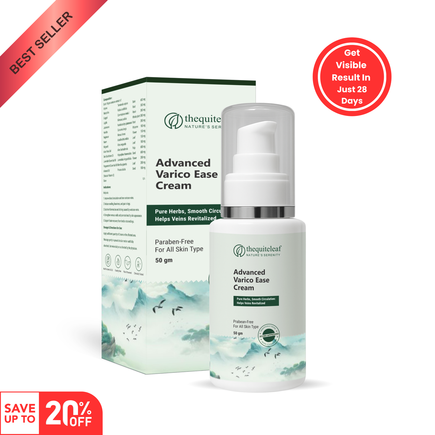 Varico Ease Ayurvedic varicose vein cream 50g tube