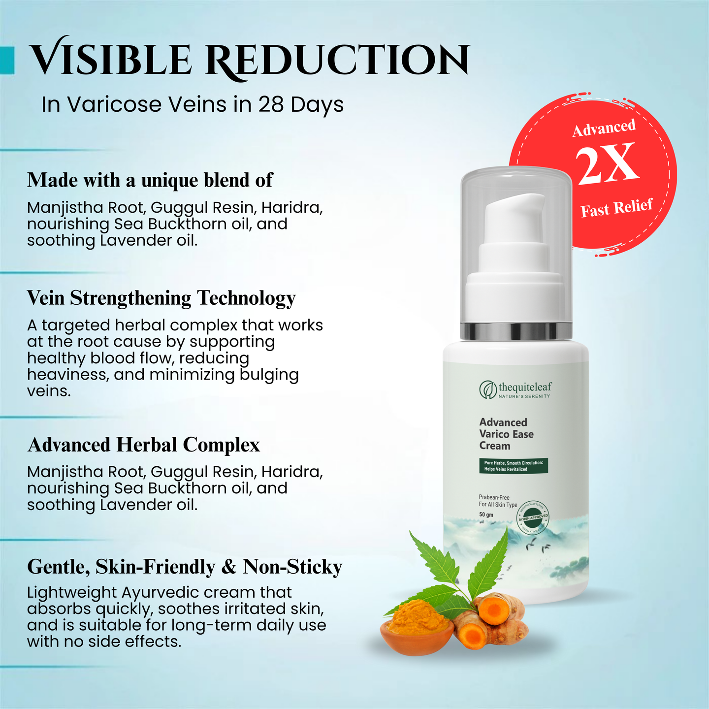 Varico Ease cream ingredients and benefits for varicose veins