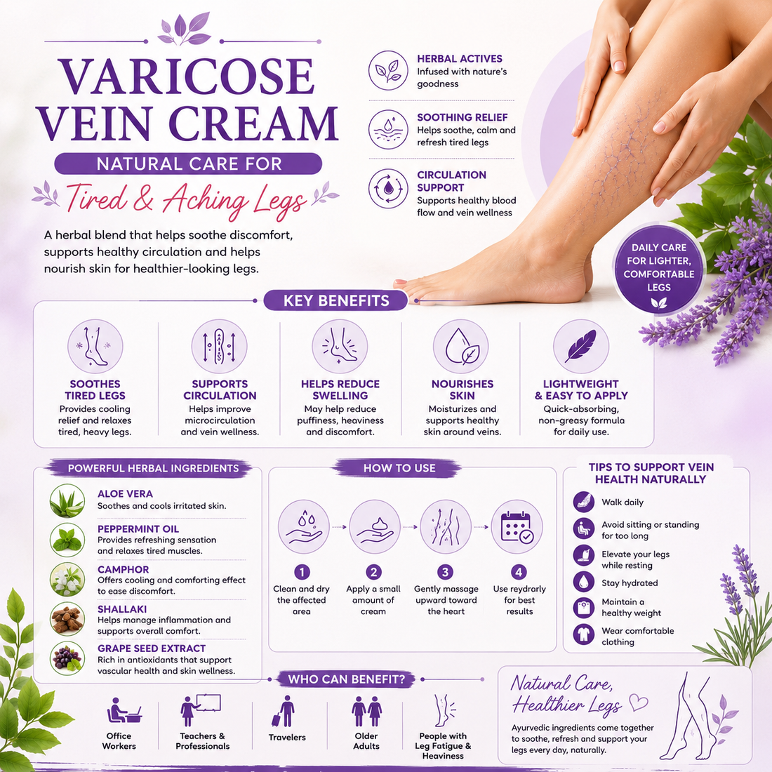 Varicose Vein Cream: Natural Care for Tired &amp; Aching Legs