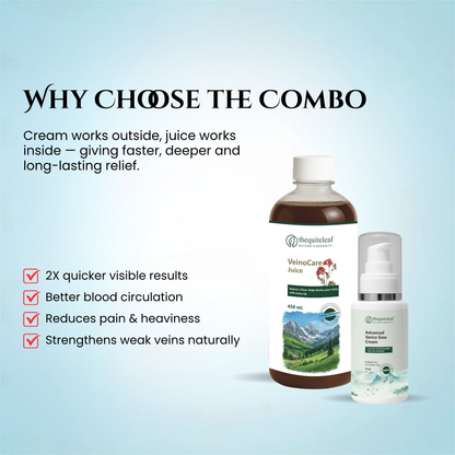 Varicose vein support combo with cream and juice