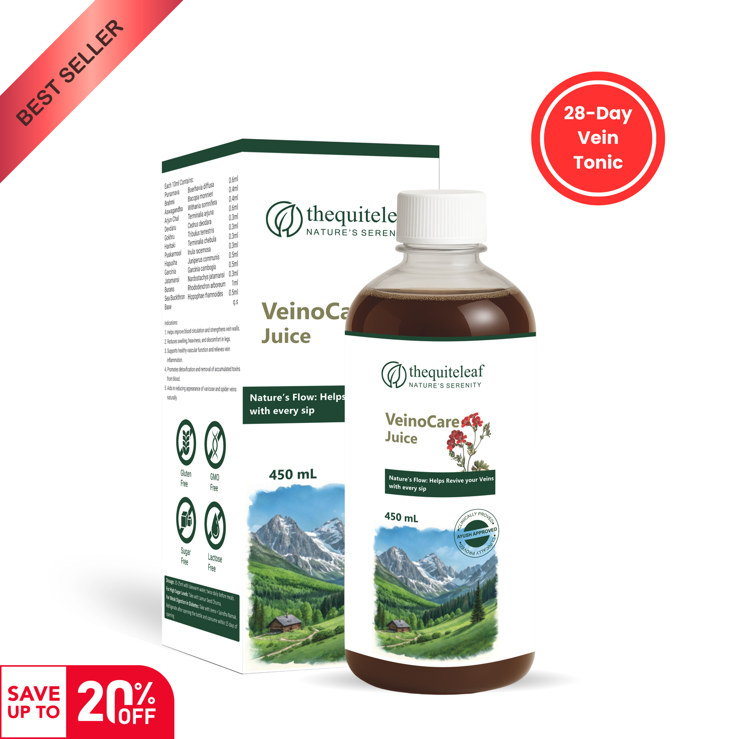 Veino Care Ayurvedic varicose vein juice 450ml bottle