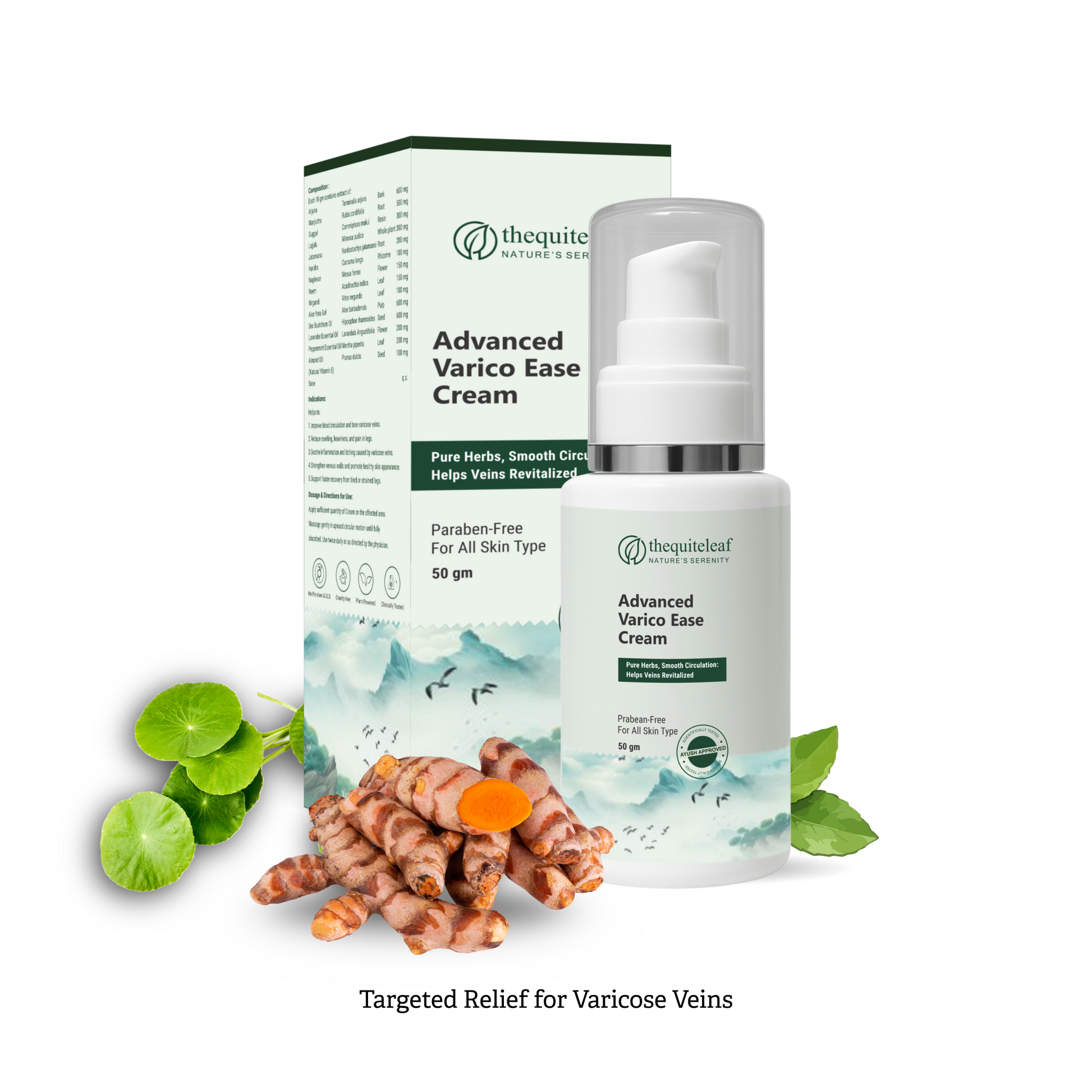 Ayurvedic herbal cream for varicose veins supporting leg comfort and circulation